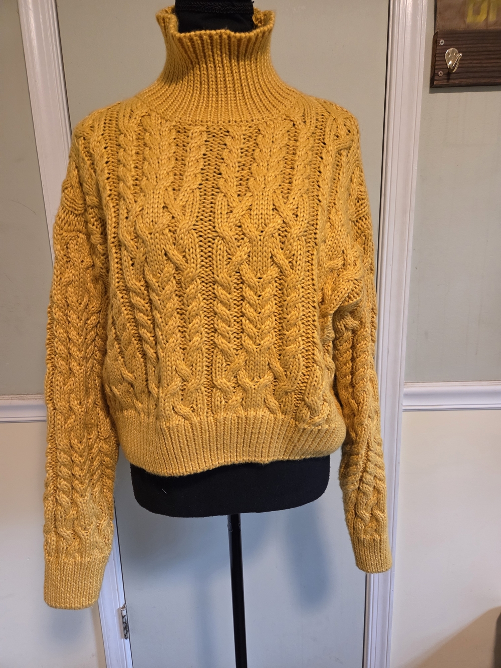 HYFVE Cable Knit Turtleneck Sweater - Mustard